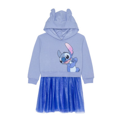 Disney Lilo & Stitch Little Girls Mesh Cosplay Short Sleeve Dress Blue 4