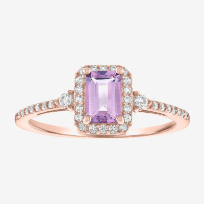 Yes, Please! Womens Lab Created Pink Sapphire 14K Rose Gold Over Silver  Sterling Silver Cocktail Ring