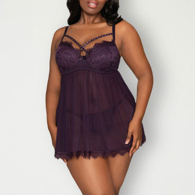 Dreamgirl Eyelash Lace & Mesh Babydoll & G-String Plus Set - 12378X