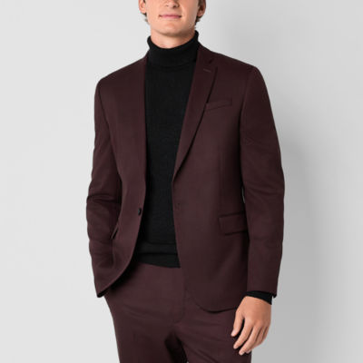 J. Ferrar Mens Slim Fit Suit Jacket Color Burgundy Twill JCPenney