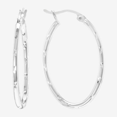 Sterling Silver 18 x 2mm Diamond Cut Hoop Earrings Sterling Silver 18 x 2mm Diamond Cut Hoop Earrings