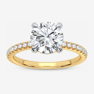 Micropave Laboratory Grown Lab Diamond Engagement Ring In 14K Rose