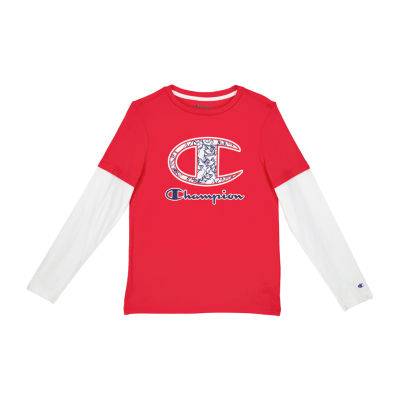 Red champion best sale long sleeve shirt