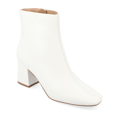 White ankle outlet boots low heel