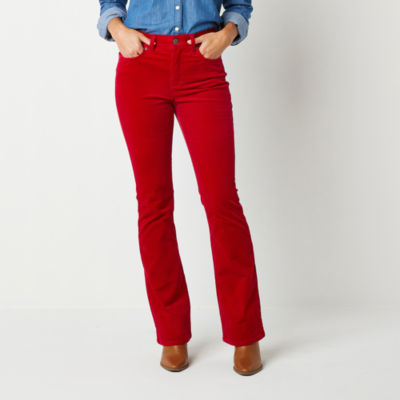 St. John's Bay Womens High Rise Flare Corduroy Pant, Color: Rumba Red -  JCPenney