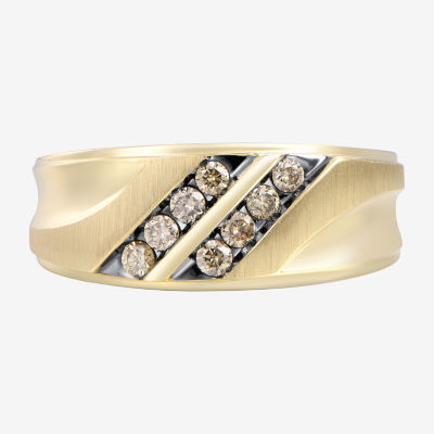 Men's Ring with 3/4 Carat TW of White & Enhanced Black Diamonds in 10kt  Yellow & White Gold