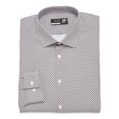 JF J.Ferrar Mens Spread Collar Long Sleeve Easy Care Stretch Fabric Dress  Shirt