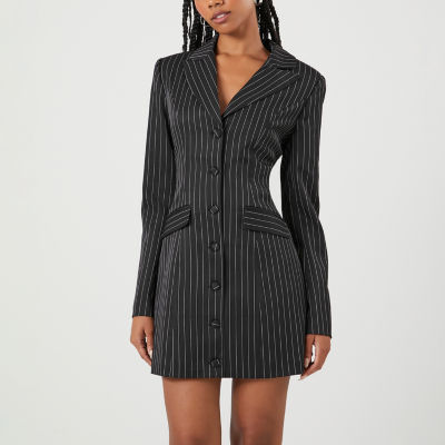 Forever 21 Juniors Striped Blazer Dress Long Sleeve Fit + Flare Dress,  Color: Black-white - JCPenney