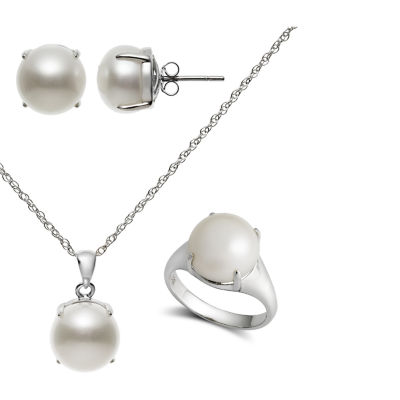 White Cultured Freshwater Pearl Sterling Silver 4-pc. Jewelry Set