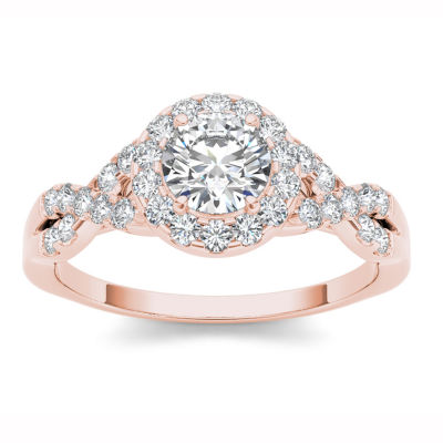 14K Rose Gold 1 CT Round Natural Diamond Ring JCPenney