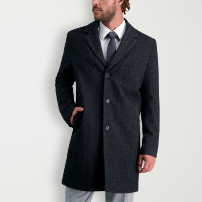 JF J.Ferrar Mens Water Resistant Midweight Topcoat | Black | Regular X-Large | Coats + Jackets Topcoats | Water Resistant