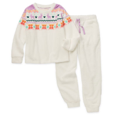 Thereabouts Little & Big Girls 2-pc. Pant Pajama Set, Color: Polar