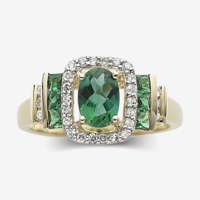 1/7 CT. T.W. Diamond & Genuine Emerald 10K Gold Ring, Color