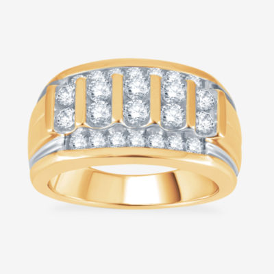 10K Yellow Gold Puff Gucci Link Diamond Pinky Ring 14mm