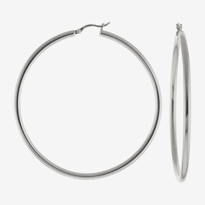 White silver online hoop earrings