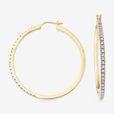Large Oval Hoop Earring in White Gold Plated 