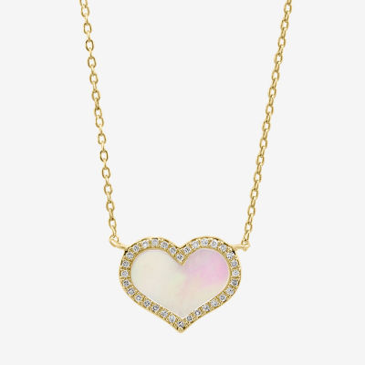 Pearl Heart Necklace in White, Yellow or Rose Gold