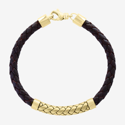 Effy Men's 14K Yellow Gold Leather Bracelet