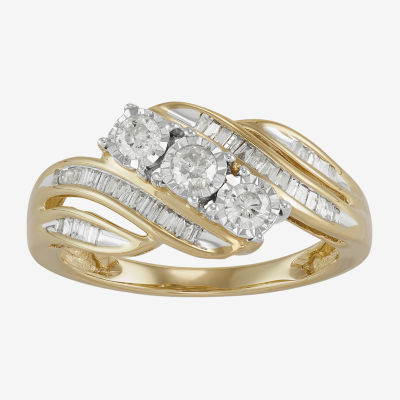 Rusteloosheid bus nieuwigheid Love Lives Forever 1/2 CT. T.W. Round White Genuine Diamond 10K Gold 3-Stone  Ring - JCPenney