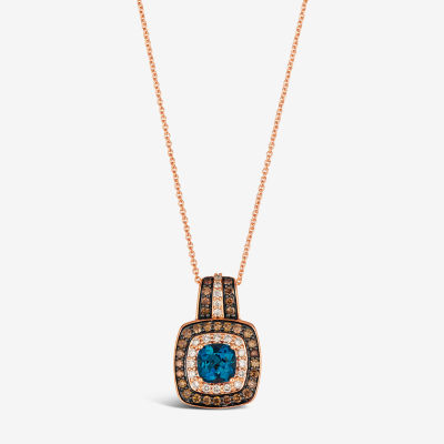 Le Vian Pendant Featuring 1 Cts Deep Sea Blue Topaz 1 4 Cts Nude