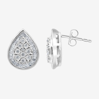 9ct white gold hot sale diamond earrings