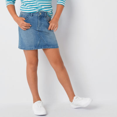 Thereabouts Little Big Girls Adjustable Waist Midi Denim Skirt