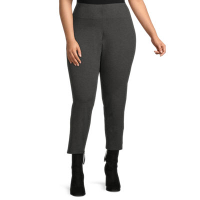 Worthington Plus Womens Fit Solution Ultra Sculpt Ponte Ankle Pants, Color:  Heather Gray - JCPenney