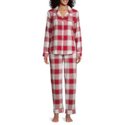 Liz Claiborne Womens Long Sleeve 2-pc. Flannel Pajama Set, Color