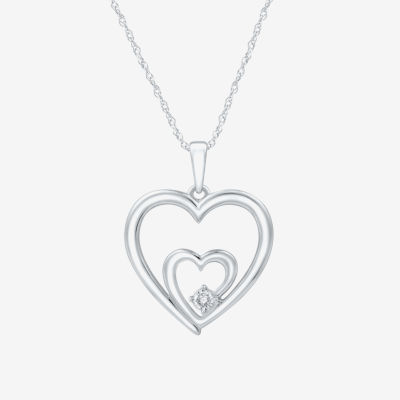 Heart Locket Necklace Diamond Accents Sterling Silver