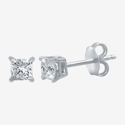 1 Ctw Diamond Studs In A Princess Cut (White Gold)