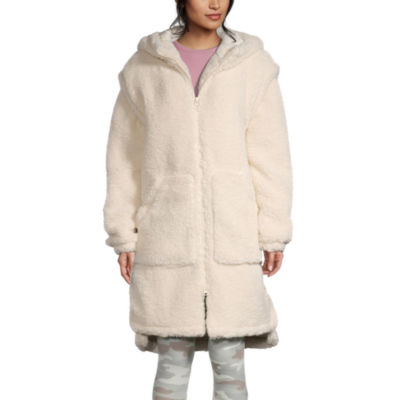 Arizona Hooded Heavyweight Faux Coat Juniors, Color: Antique Ivory - JCPenney