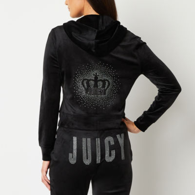 Juicy Couture velour straight leg trackies and hoodie set in black