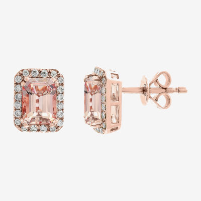 14K Rose Gold Pink Morganite and Diamond Earrings - David Adams Fine Jewelry