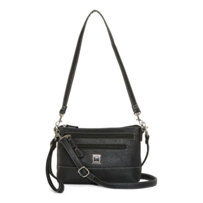 Stone Mountain Black Leather Handbag Shoulder Bag Purse - $28