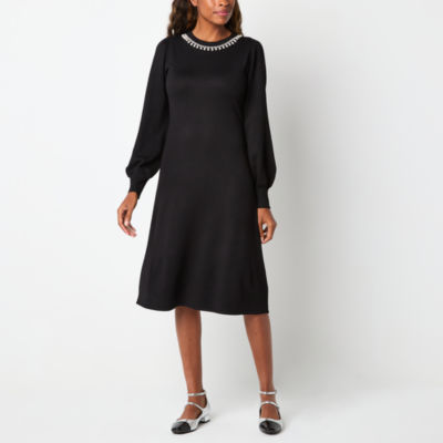 Liz Claiborne Womens Long Sleeve Embellished Sweater Dress JCPenney