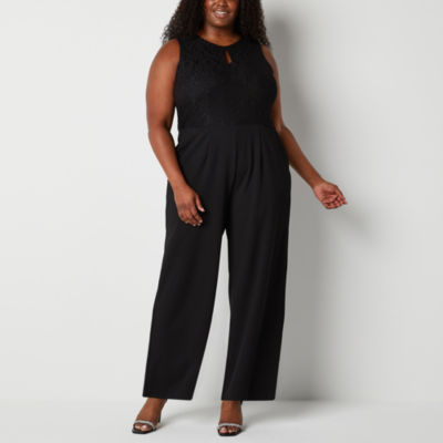 Plus size cheap black sleeveless jumpsuit