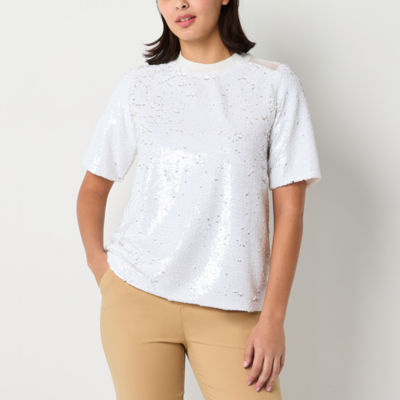 豪華 Short Neck Crew Womens 52seven Sleeve White Color: T-Shirt, トップス