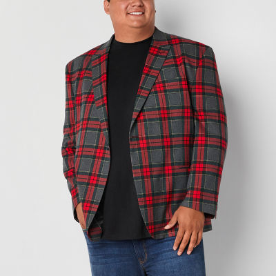 Mens red clearance plaid sport coat