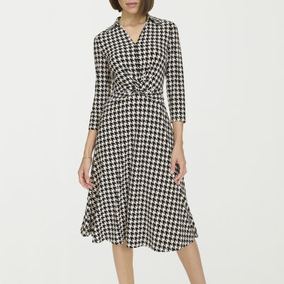 Draper James Homestead Houndstooth 3/4 Long Sleeve Fit Flare Dress NWT Sz outlets S