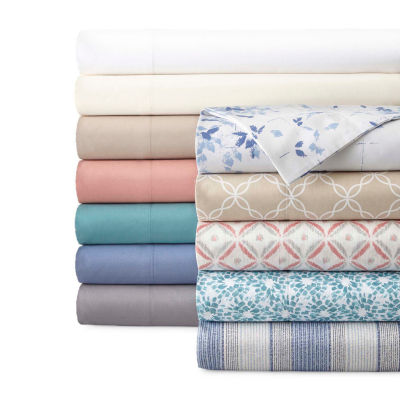 JCPenney Home™ 300tc 100% Cotton Percale Ultra Soft Solid and Print Sheet  Sets, Color: Fairways Ogee - JCPenney