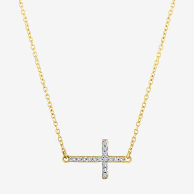 Cross sideways hot sale necklace gold