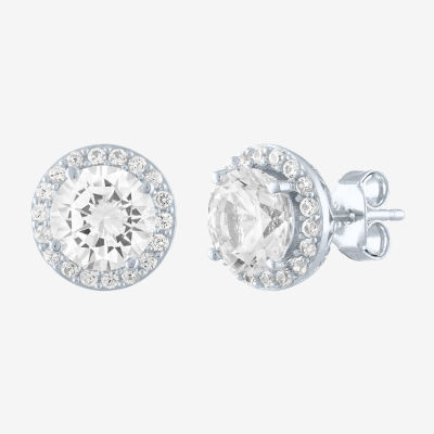 Lab created white sapphire stud earrings in sterling silver sale