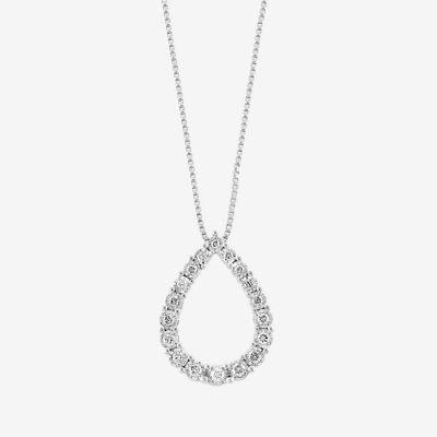 Effy Initial Womens 1/7 CT. T.W. Genuine White Diamond Pendant