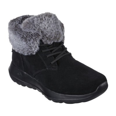 Skechers On-The-Go Joy Suede and Faux Fur Slip-Ons- Cozy Catch, Size 9-1/2 Medium, Black Leopard