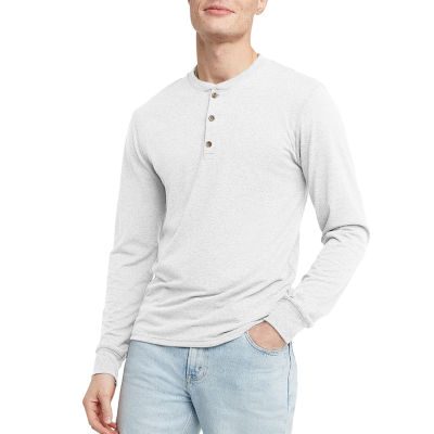 Vintage Heavyweight Cotton Long Sleeve Henley Neck Shirt - White | Bronson White / S