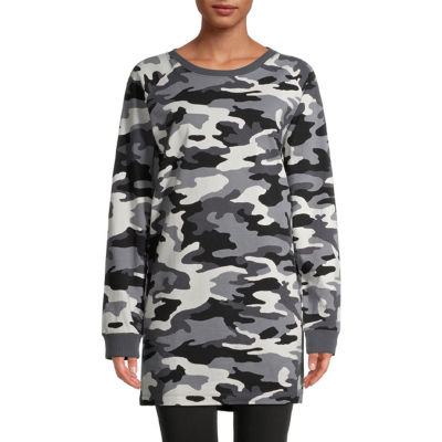 PSK Collective Long Sleeve Camouflage T Shirt Dress Color Grey