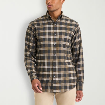 Van Heusen Weekend Twill Mens Classic Fit Long Sleeve Plaid Button