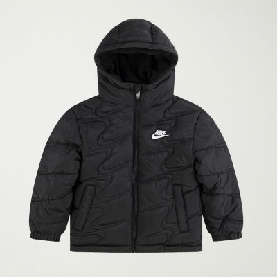 Nike Little Boys Hooded Heavyweight Quilted Jacket, Color: Black