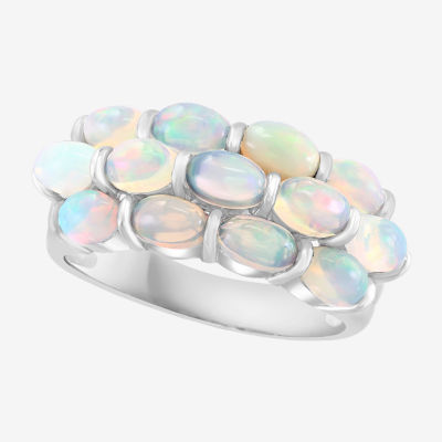 Effy Womens Genuine White Opal Sterling Silver Cocktail Ring