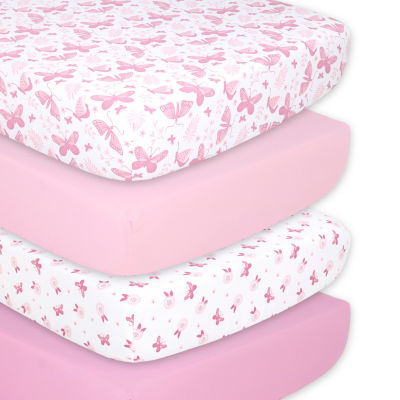 The Peanutshell Pink Butterfly 4 pc. Crib Sheet Color Pink White JCPenney